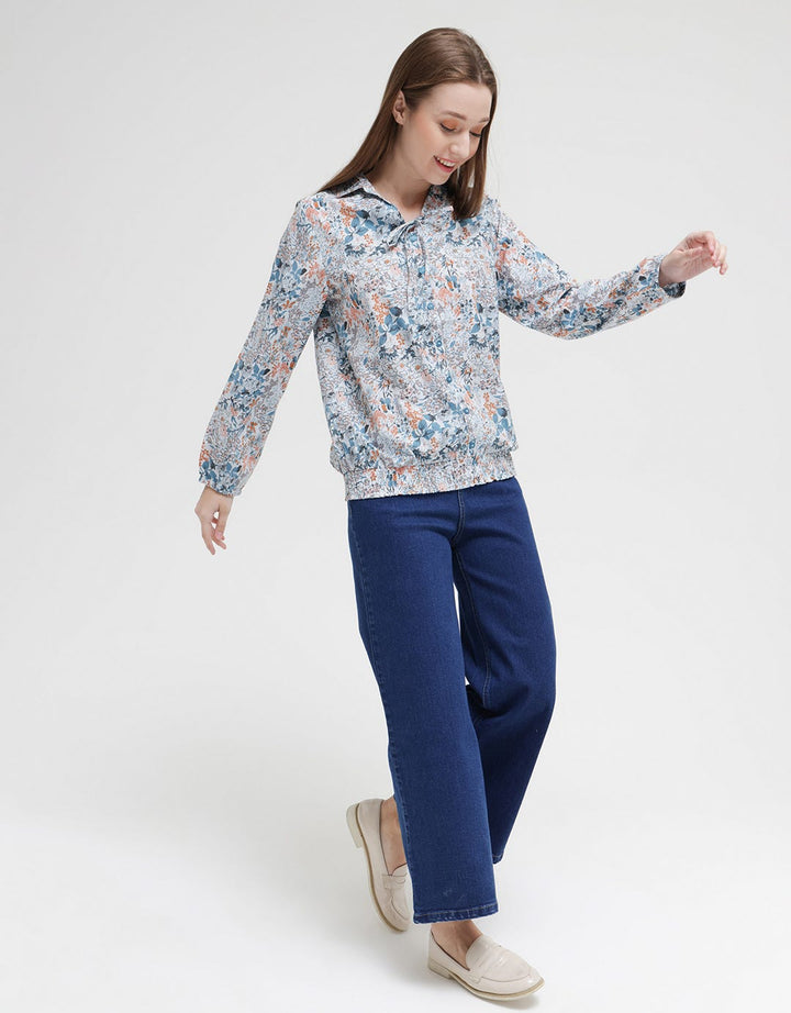 Triset Ladies Printed Flower Blouse Wanita