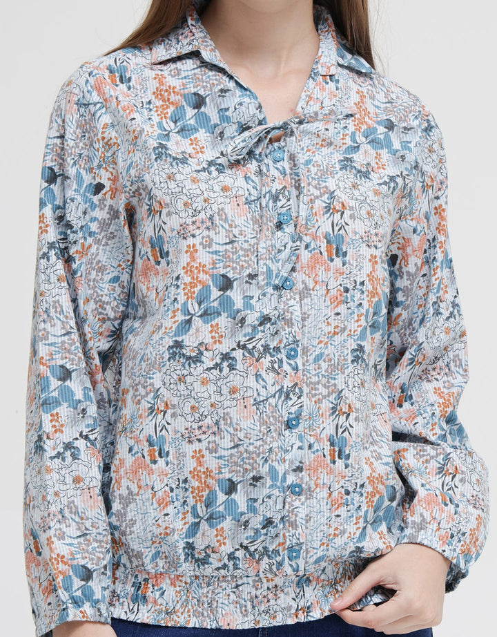 Triset Ladies Printed Flower Blouse Wanita