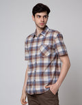 Watchout Casual Plaid Print Kemeja Pria