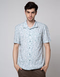 Watchout Casual Leave Print Kemeja Pria