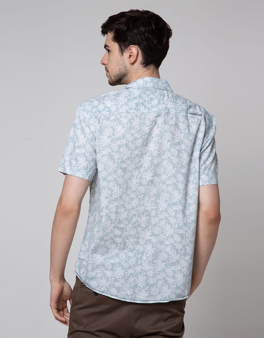Watchout Casual Leave Print Kemeja Pria
