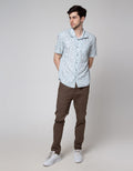 Watchout Casual Leave Print Kemeja Pria