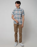 Watchout Casual Short Sleeve Shirts Plaid Look