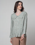 Connexion Long Sleeve Blouse Rayon Print Flower Sulur With Peterpan