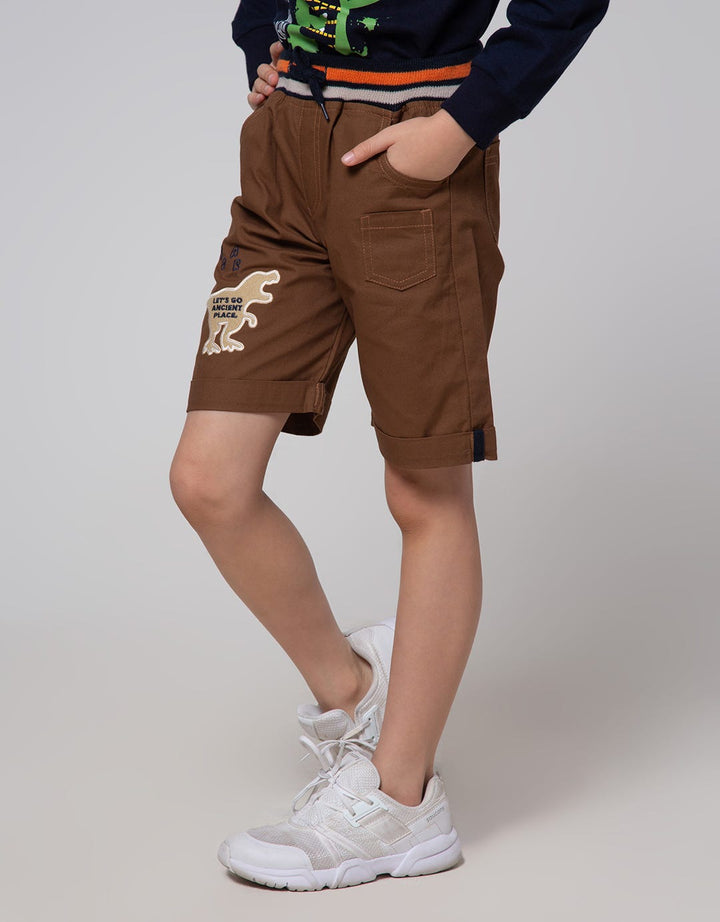 Little M Short Pants Woven Rib Dino Bordir
