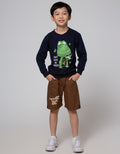 Little M Short Pants Woven Rib Dino Bordir