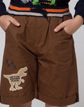 Little M Short Pants Woven Rib Dino Bordir