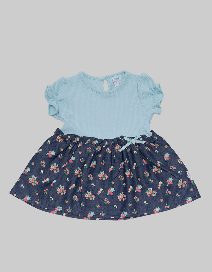 Pipiniko Chambray Combi Flower Dress Anak Perempuan