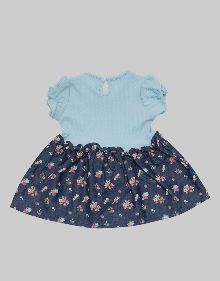 Pipiniko Chambray Combi Flower Dress Anak Perempuan