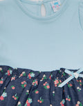 Pipiniko Chambray Combi Flower Dress Anak Perempuan