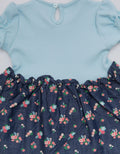 Pipiniko Chambray Combi Flower Dress Anak Perempuan