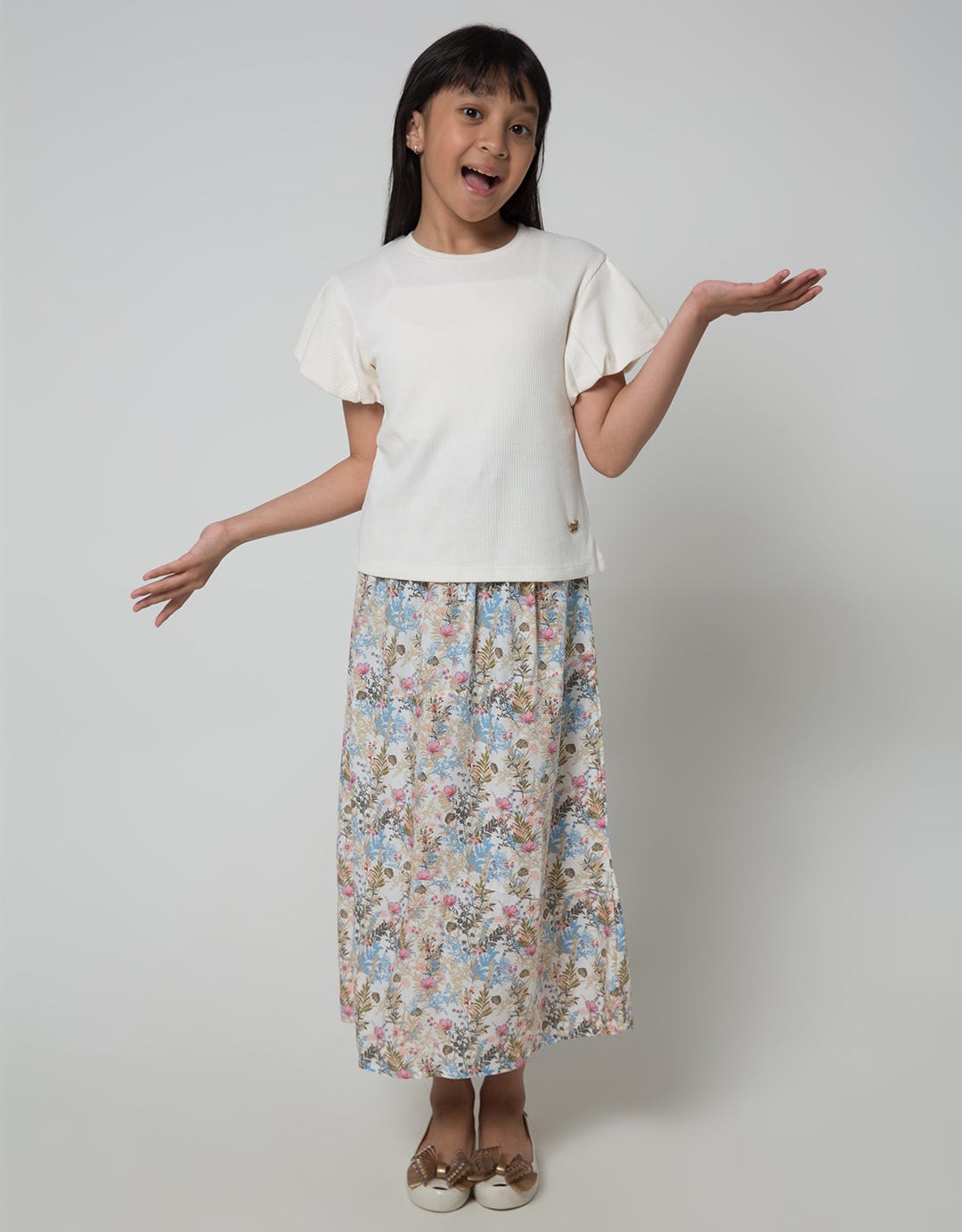 Jsp Girl Baloon Sleeve Plain T-shirt for Girls