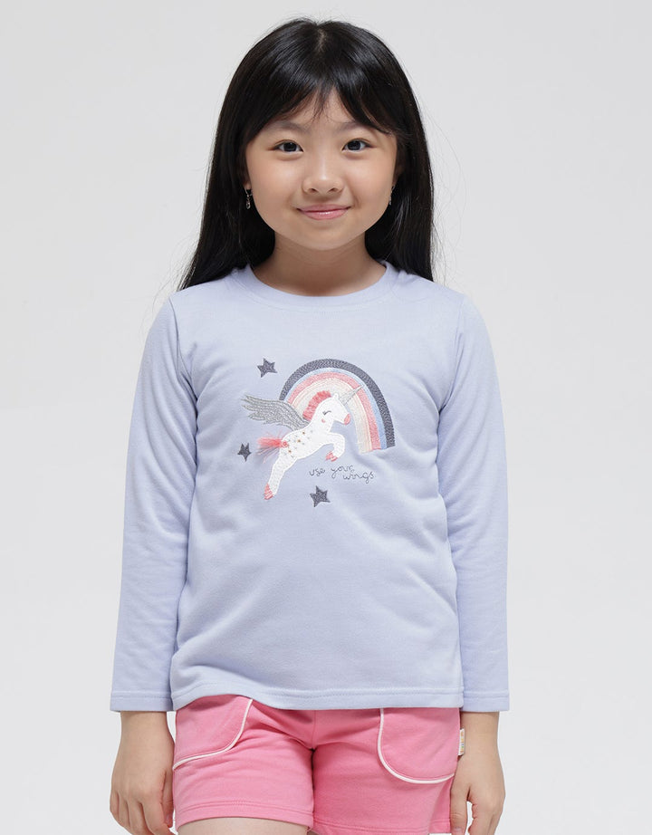 Little M Unicorn Print Kaos Anak Perempuan