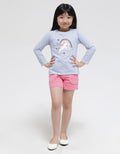 Little M Unicorn Print Kaos Anak Perempuan