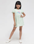 Little M Short Sleeve Midi Dress Balon Sleeves Turtle Ocean