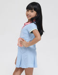 Little M Short Sleeve Midi Dress Collar Application Ocean Bag