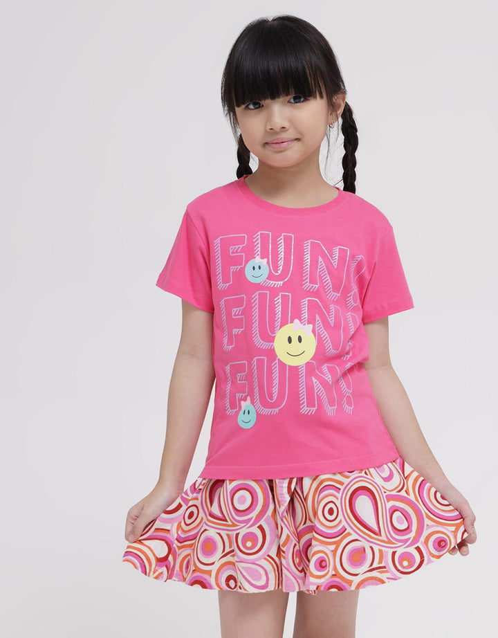 Little M Short Sleeve T-Shirt Print Happy Fun Fun Fun