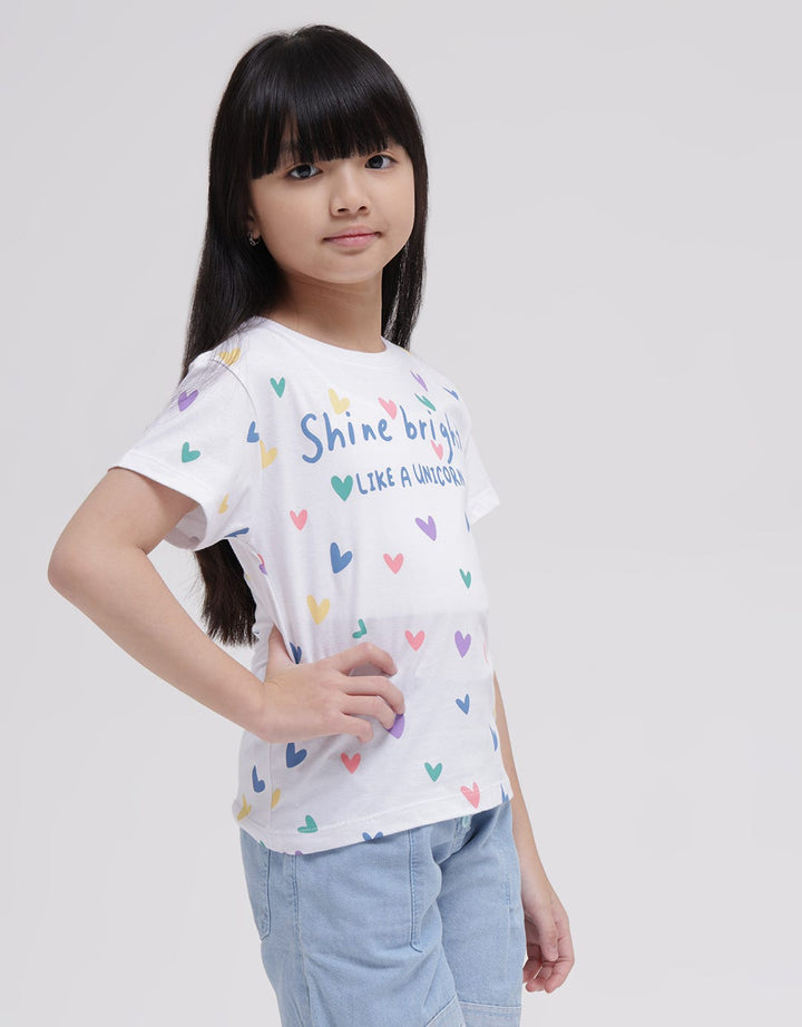 Little M Short Sleeve T-Shirt Print Happy Hati Shine Bright