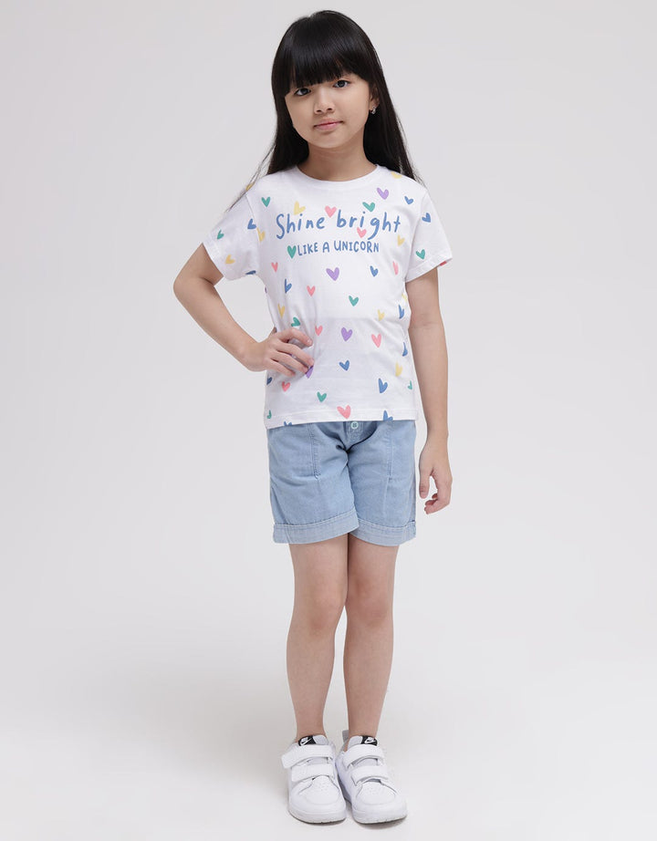 Little M Short Sleeve T-Shirt Print Happy Hati Shine Bright