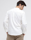 Details Long Sleeve Shirt Solid Linen Slub Half Plackat Slim Fit