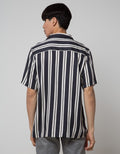 Details Short Sleeve Shirt Rayon Twill Stripe Camp Collar Regular Fit