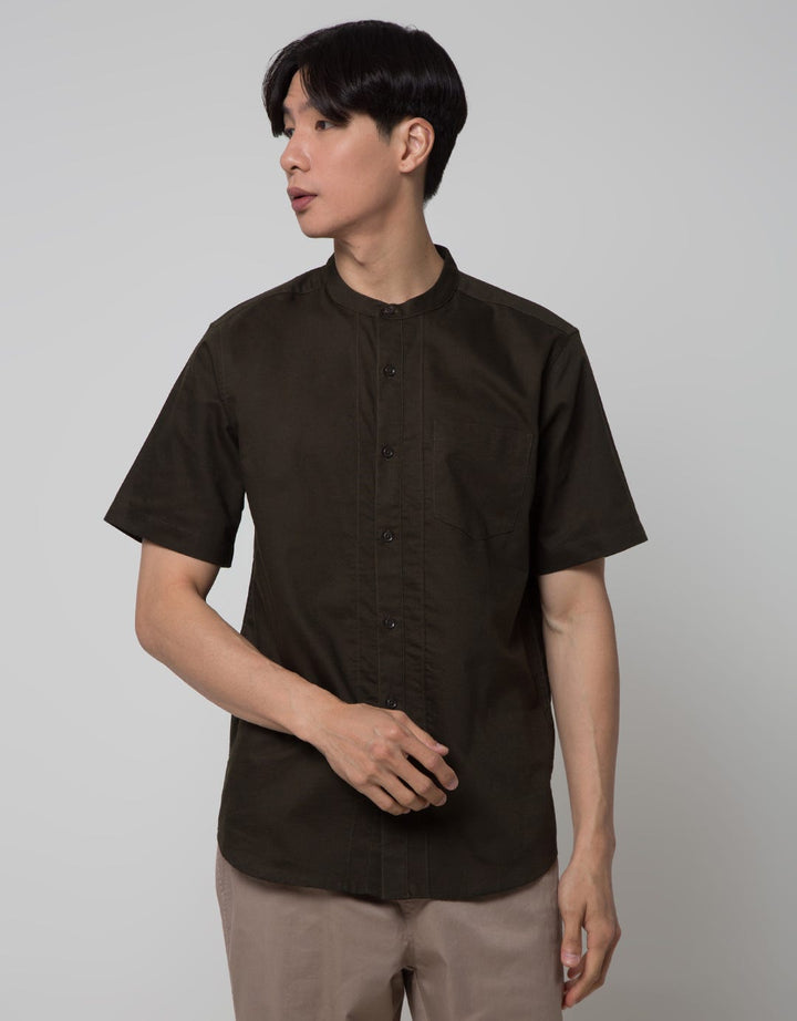 Cole Short Sleeve Shirt Full Placket Mandarin Collar
