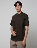 Cole Short Sleeve Shirt Full Placket Mandarin Collar