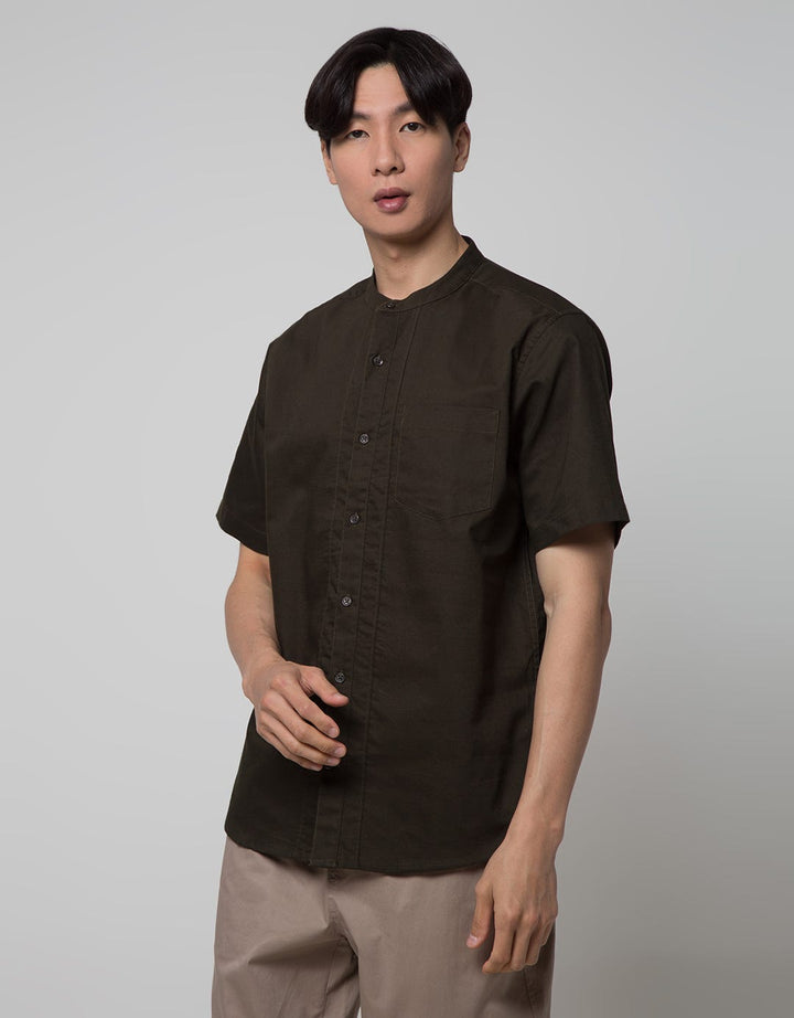 Cole Short Sleeve Shirt Full Placket Mandarin Collar