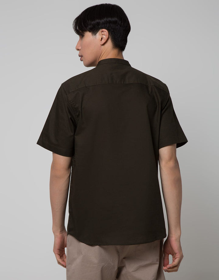 Cole Short Sleeve Shirt Full Placket Mandarin Collar