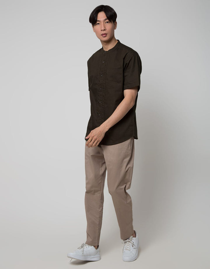 Cole Short Sleeve Shirt Full Placket Mandarin Collar