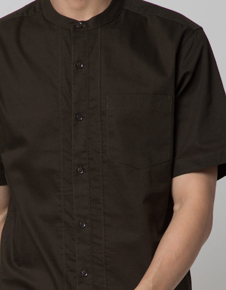 Cole Short Sleeve Shirt Full Placket Mandarin Collar
