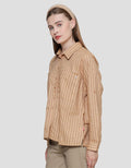 Cardinal Girl Stripes Women's Casual Shirt