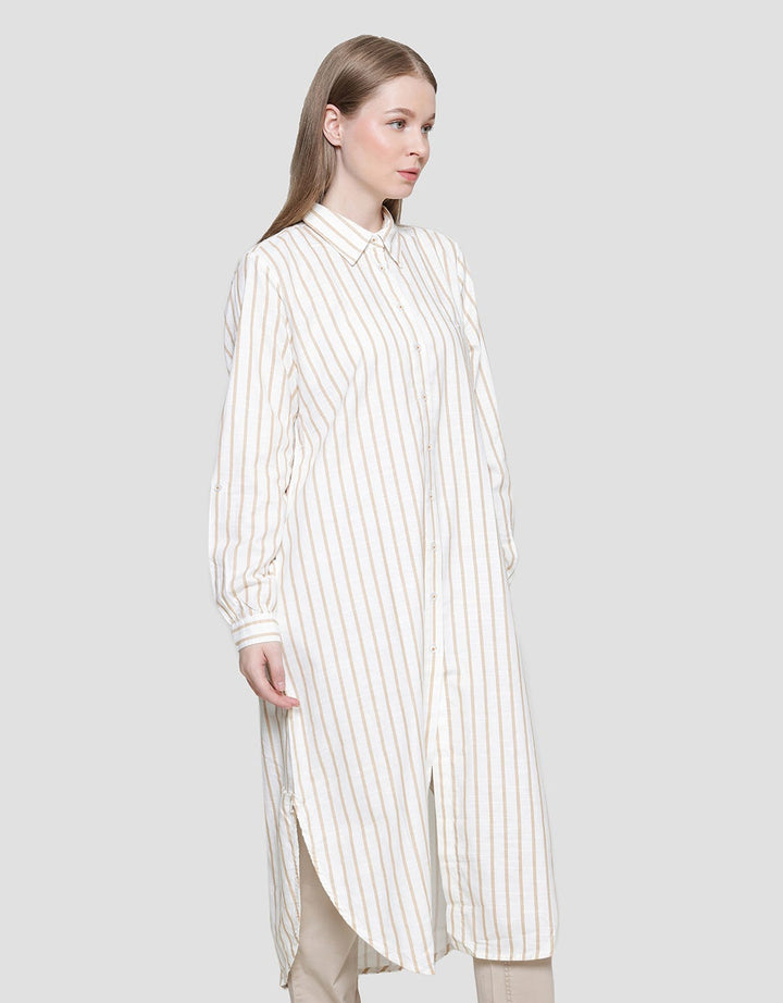 Cardinal Girl Stripe Print Kemeja Tunik Wanita