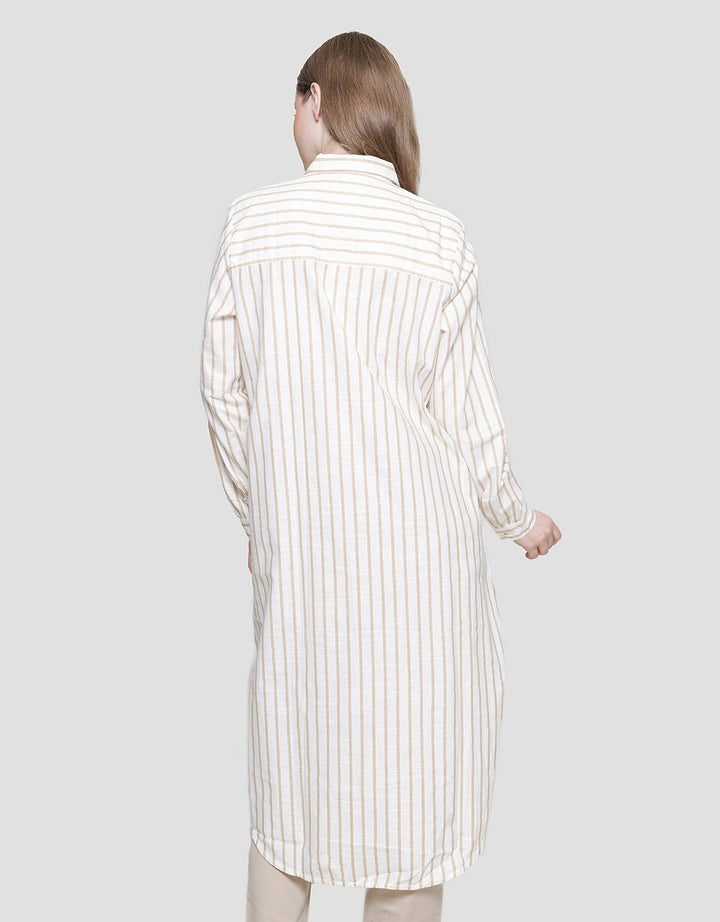 Cardinal Girl Stripe Print Kemeja Tunik Wanita