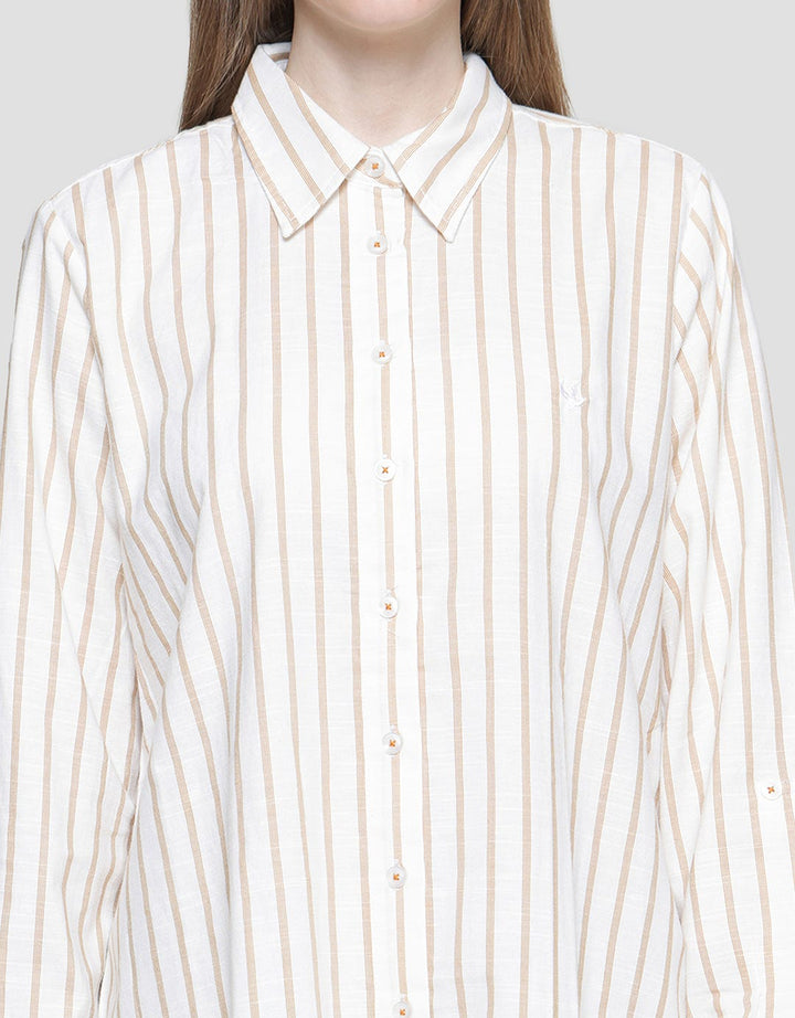 Cardinal Girl Stripe Print Kemeja Tunik Wanita