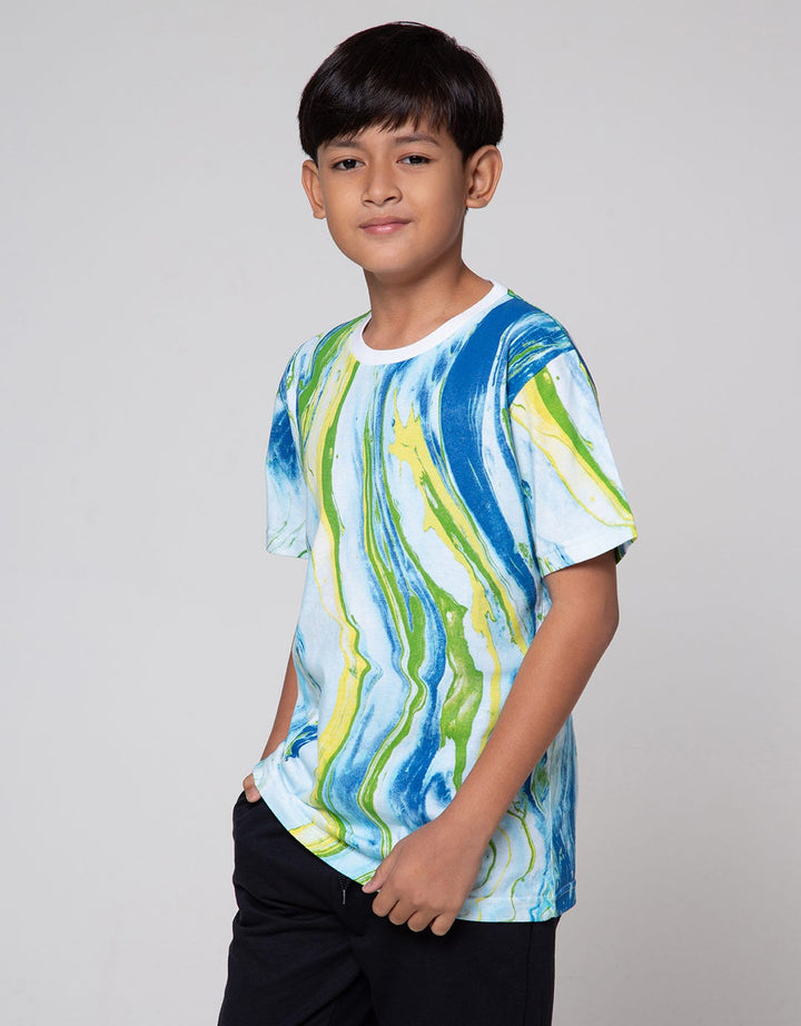 Nevada Short Sleeve T-Shirt Print Ocean Marble