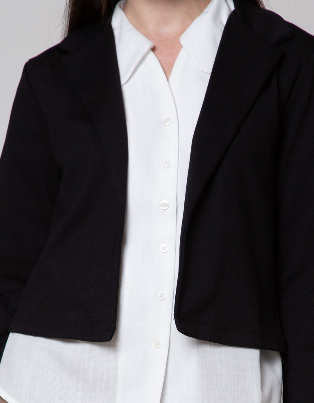 Connexion Blazer Long Sleeve Crop Ponte