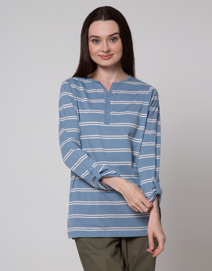 Connexion Henley V Stripe Kaos Wanita