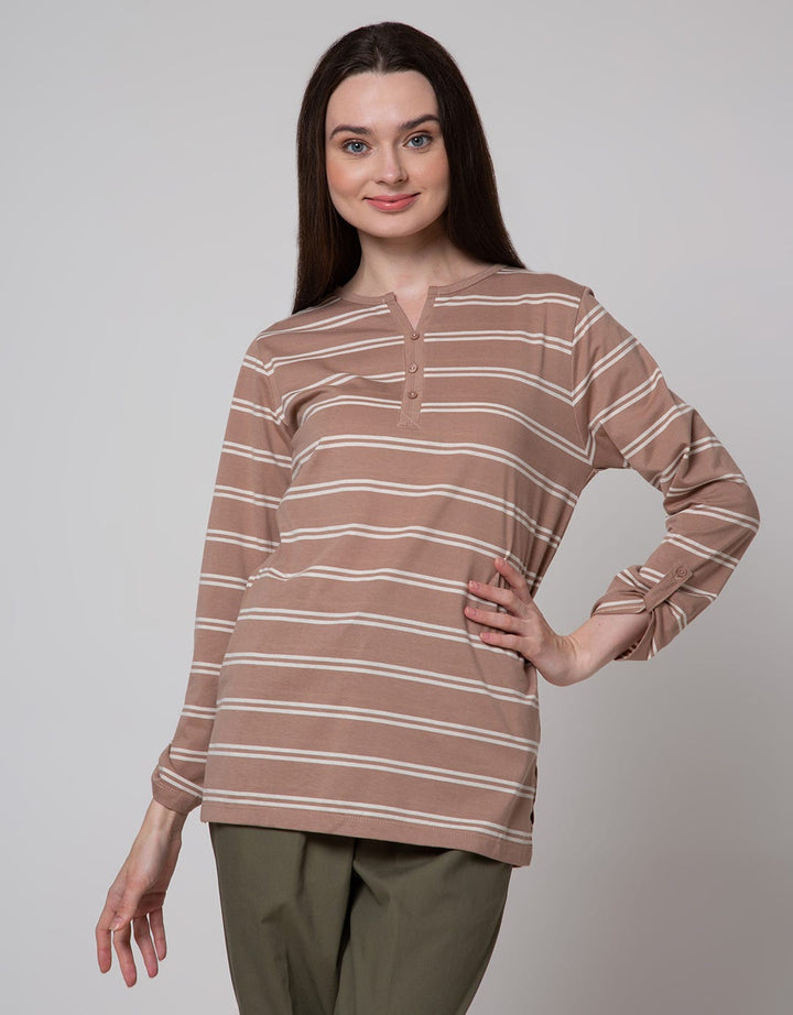Connexion Henley V Stripe Kaos Wanita