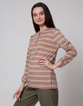 Connexion Henley V Stripe Kaos Wanita