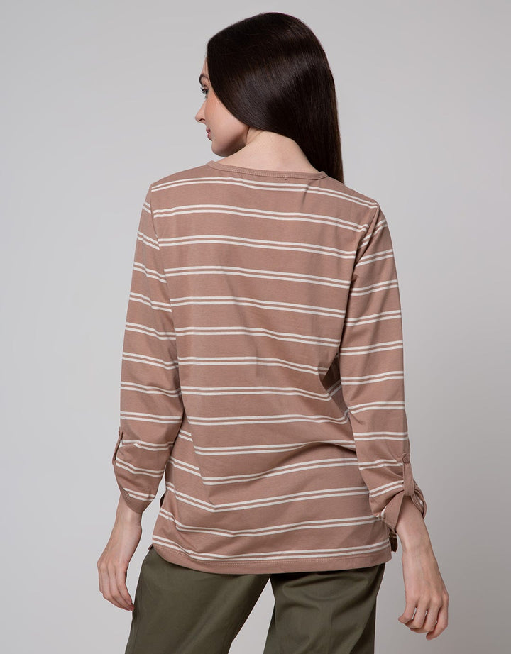 Connexion Henley V Stripe Kaos Wanita