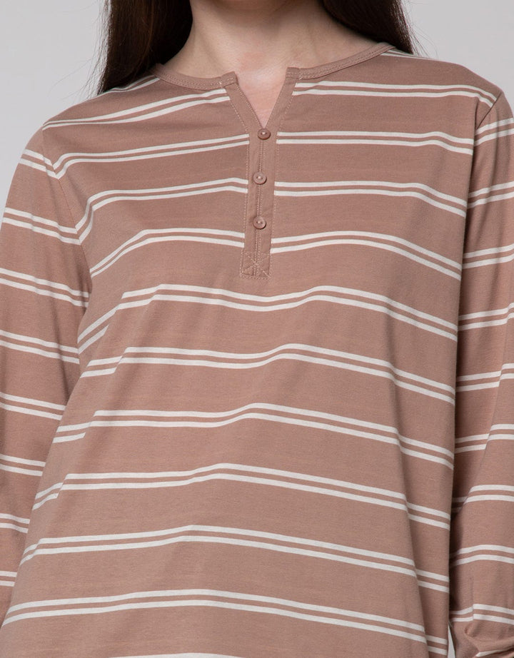 Connexion Henley V Stripe Kaos Wanita