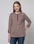 Connexion Henley Stripe Kaos Wanita