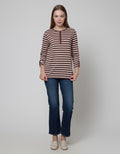 Connexion Henley Stripe Kaos Wanita
