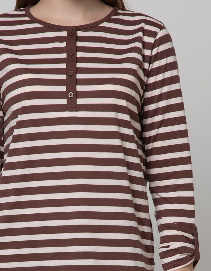 Connexion Henley Stripe Kaos Wanita
