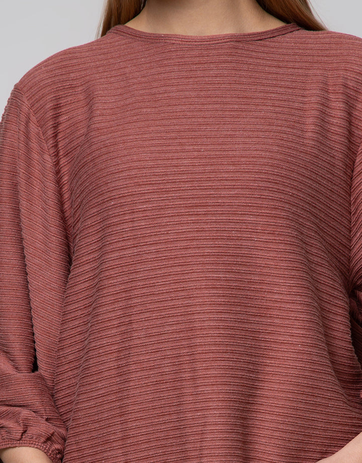 St. Yves Stripy Texture Knit With Elasticated Sleeve Kaos Wanita