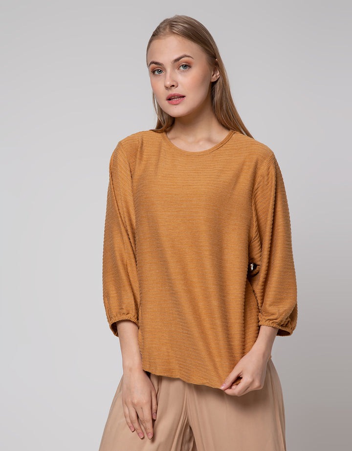 St. Yves Stripy Texture Knit With Elasticated Sleeve Kaos Wanita