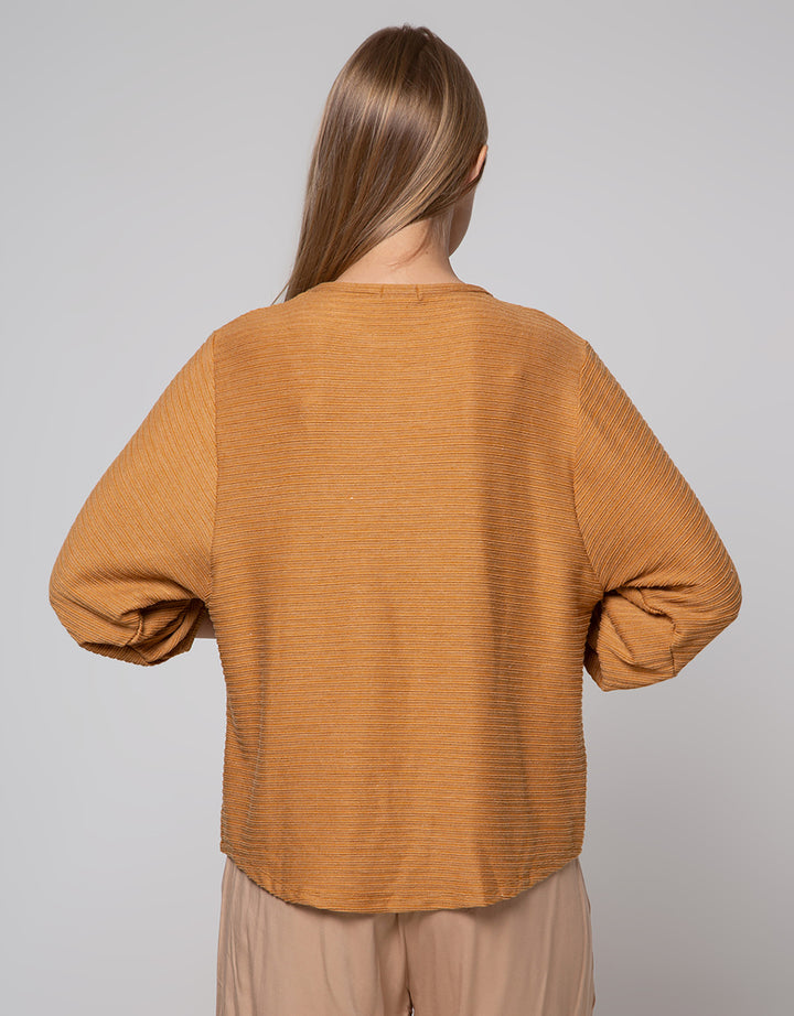 St. Yves Stripy Texture Knit With Elasticated Sleeve Kaos Wanita