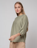St. Yves Stripy Texture Knit With Elasticated Sleeve Kaos Wanita