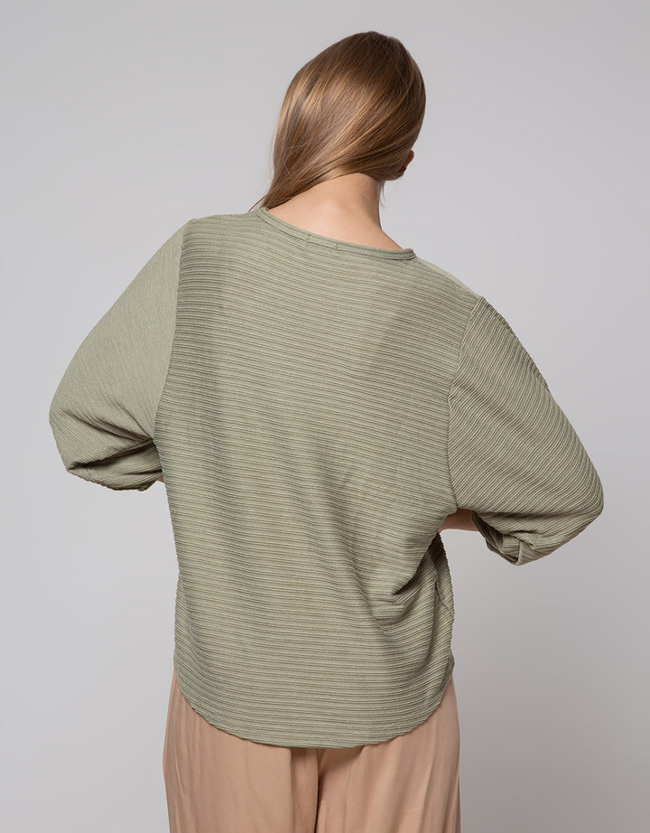 St. Yves Stripy Texture Knit Women's 7/8 T-Shirt